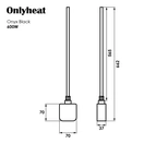 Тен Onlyheat Onyx Black 0,6 кВт 1/2" з трійником 53,5 см (1/24 шт) - Фото 2