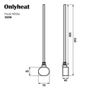 Тен Onlyheat Pearl White 0,6 кВт 1/2" з трійником 53,5 см (1/28 шт)