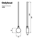 Тен Onlyheat Argent Chrome 0,3 кВт 1/2" с тройником 31.5 см (1/24 шт) - Фото 2