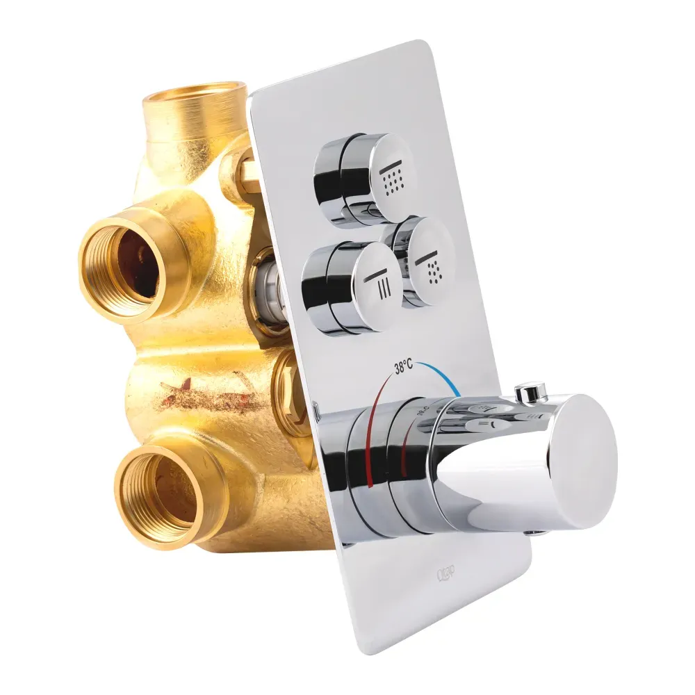 Змішувач термостатичний прихованого монтажу для душу Qtap Votice 6443T105NKC для трьох споживачів - Фото 3