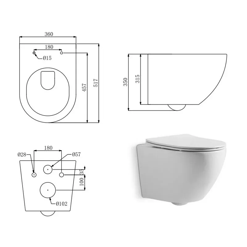 Унитаз подвесной Devit Universal 3020162 безободковый, сиденье дюропласт Soft-Close - Фото 2