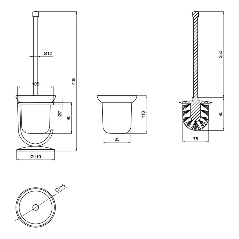 Ершик Lidz (CRG) -121.05.03 напольный матовое стекло - Фото 2