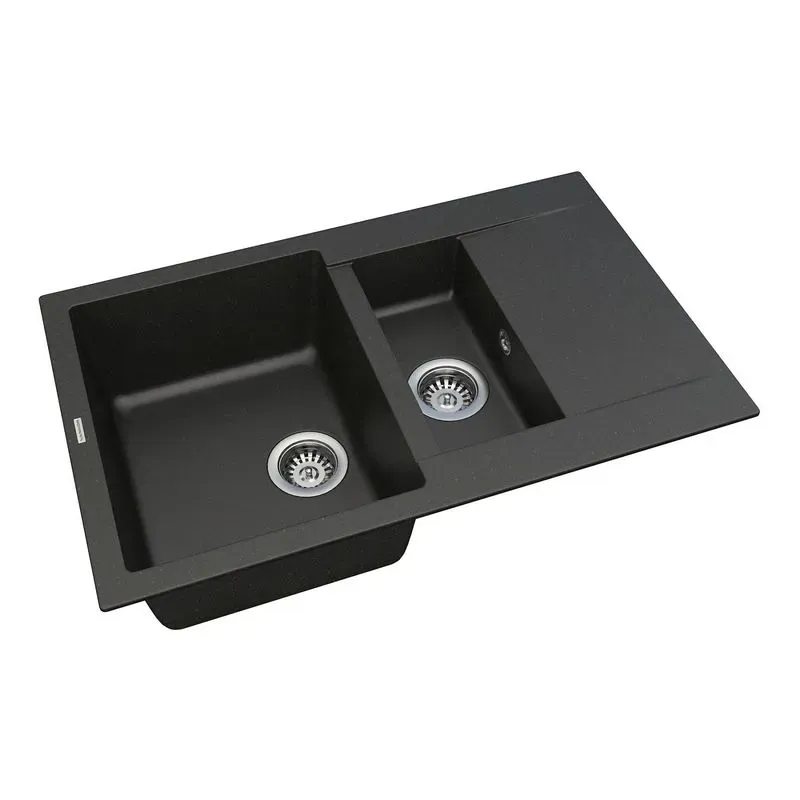 Кухонная мойка VANKOR Orman OMP 04.80 Black + сифон автомат VANKOR - Фото 2