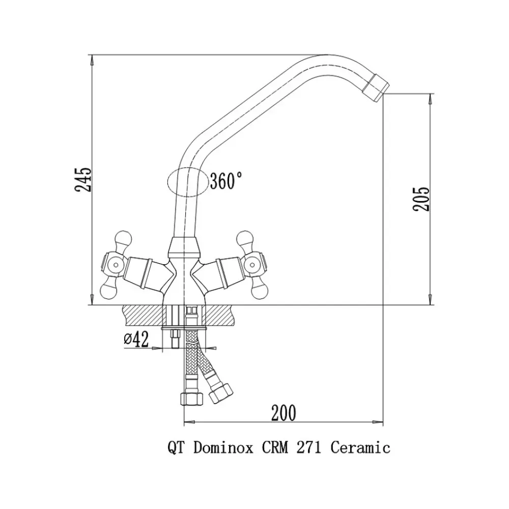 Змішувач для кухні Q-tap Dominox CRM 271 букса гума - Фото 2