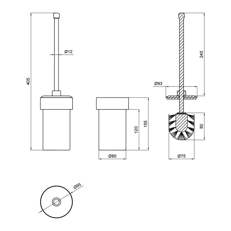 Ершик Lidz (CRG) -121.05.05 напольный матовое стекло - Фото 2