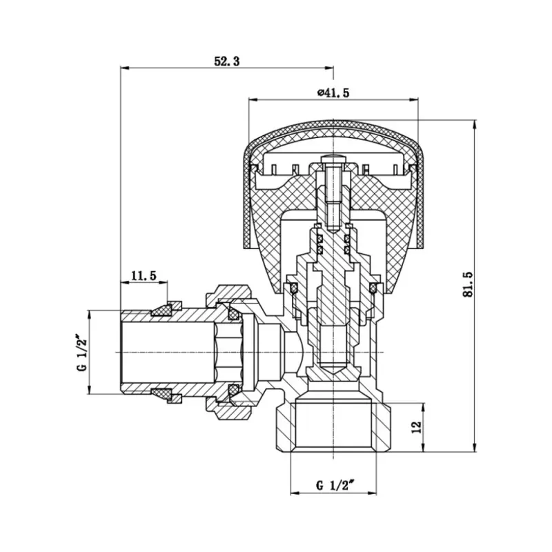 Кран радиаторный верх угловой SD FORTE с антипротечкой 1/2" Powerful SF232W - Фото 2