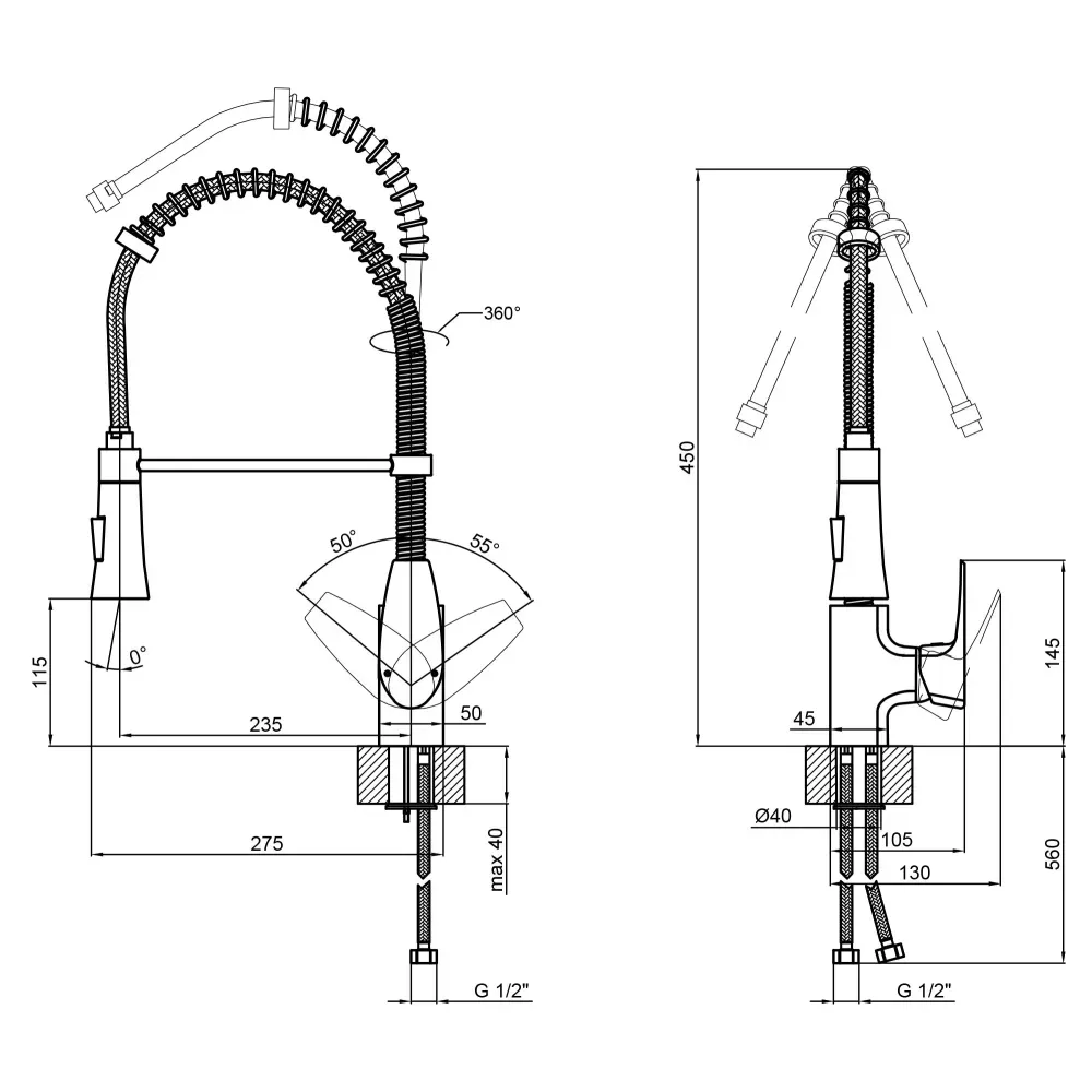 Змішувач для кухні з рефлекторним виливом Qtap Optima CRM 013 - Фото 2