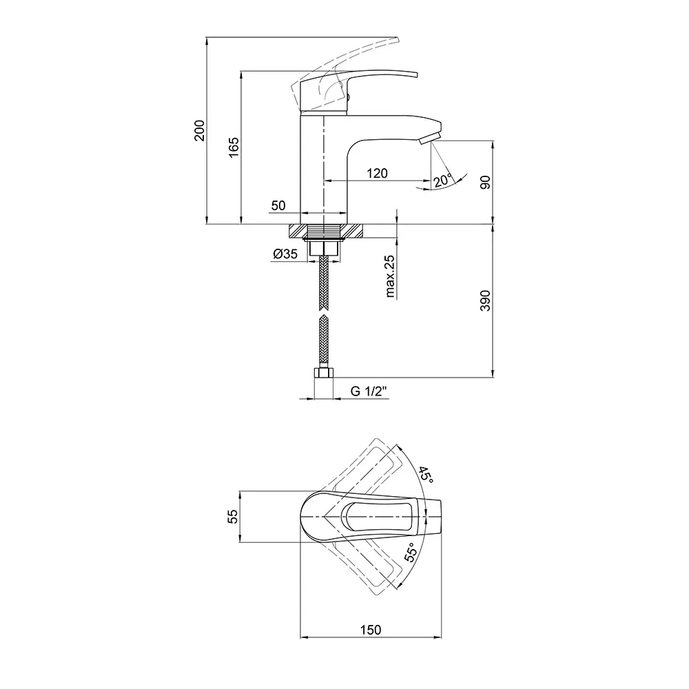 Змішувач для умивальника Q-tap Hansberg CRM 001 ГАЙКА - Фото 2