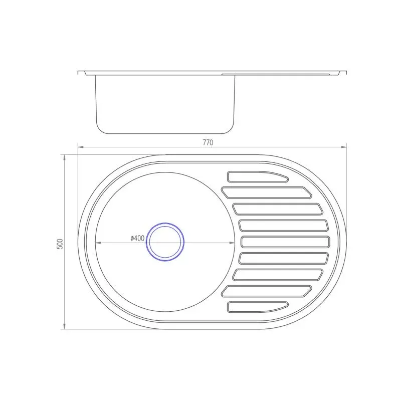 Врезная мойка Lidz 7750 Satin (0.8 мм) - Фото 9