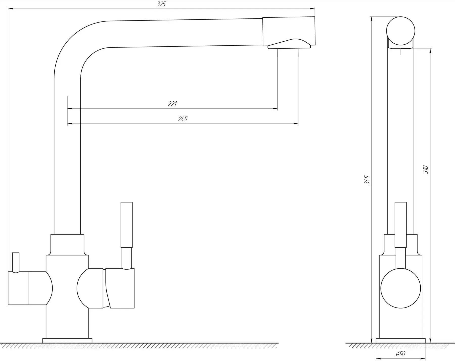 Змішувач для кухні під осмос Globus Lux ALPEN SUS-0888-1 - Фото 2