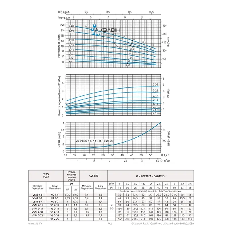 Насос багатоступеневий вертикальний Speroni VSM 2-4 0,55 кВт - Фото 2