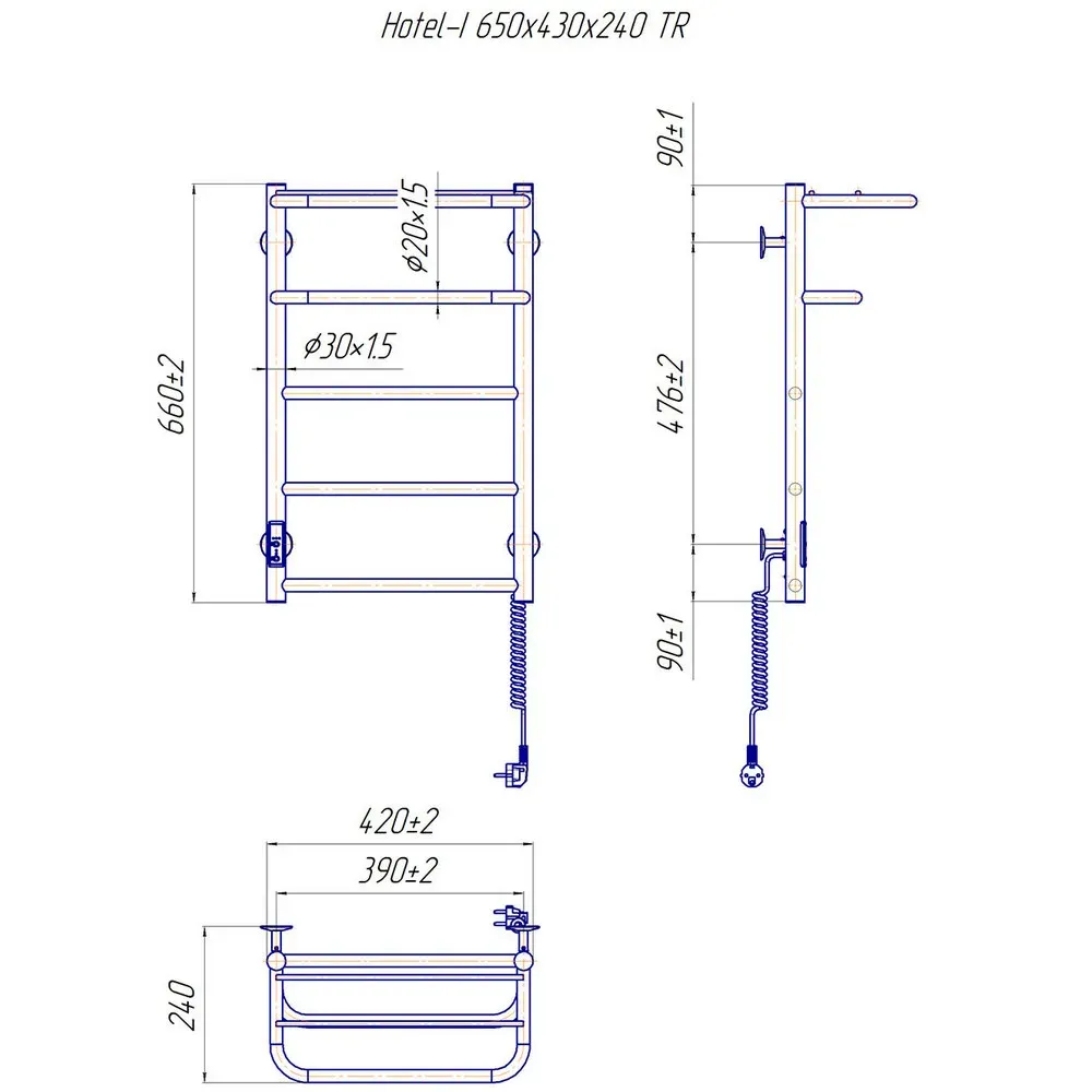 Рушникосушка Mario Hotel-I 660х420 TR таймер-регулятор - Фото 2
