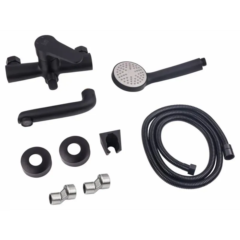 Смеситель для ванны Lidz Nicole 006 с поворотным изливом (c душевым гарнитуром) (k35) LDNIC006BLA35180 Black - Фото 2