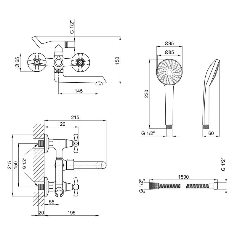 Смеситель для ванны излив короткий (б) Lidz (CRM) 75 21 142 - Фото 2