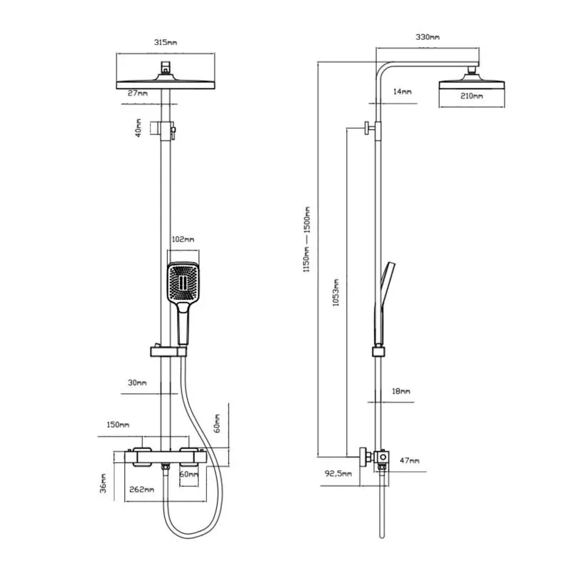 Душова система універсальна Qtap Sloup термостатична на два споживача QTSL57103KNC Chrome - Фото 5