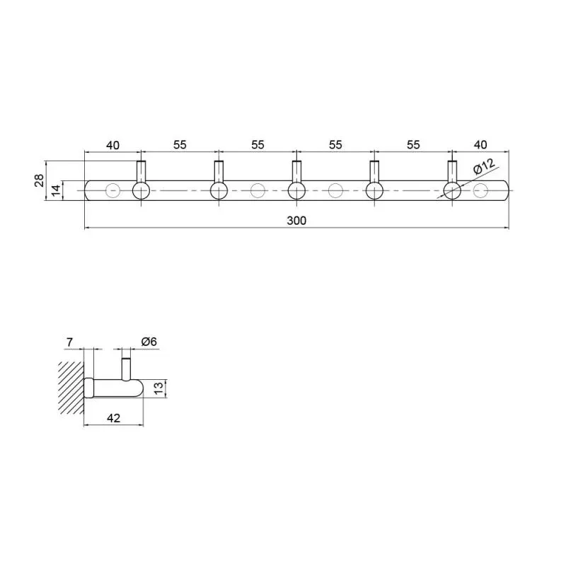 Гачок Lidz (CRM) 124.08.05 пятерний настінний - Фото 2