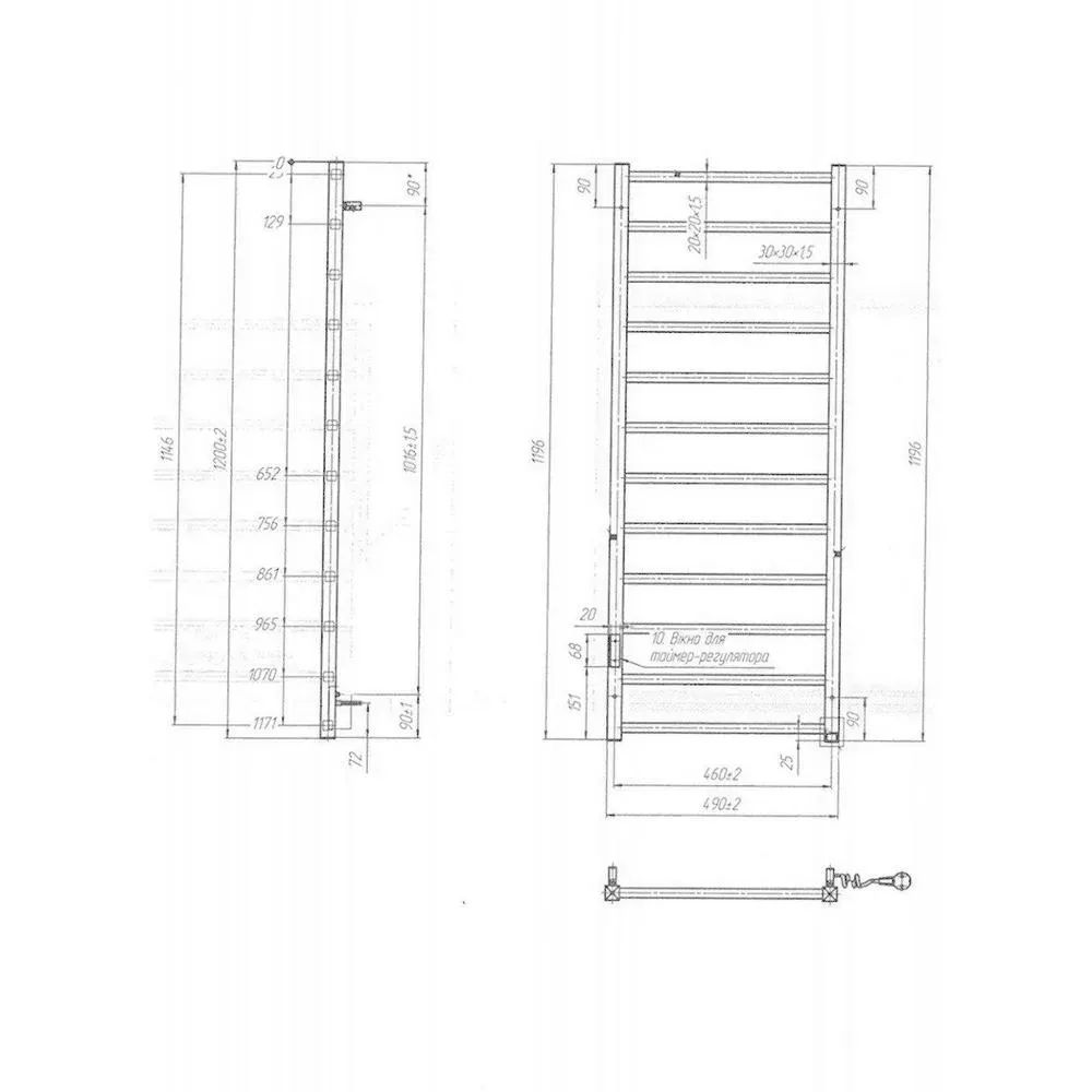 Рушникосушка Mario Токіо-І 1200х500 TR таймер-регулятор - Фото 5