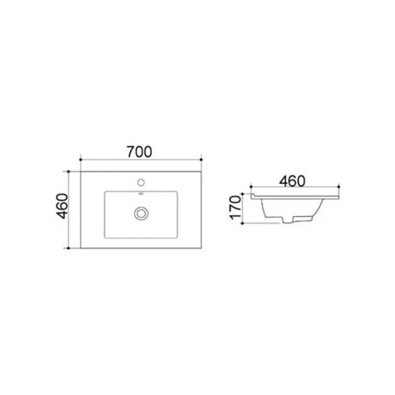 Умивальник врізний QT Albatross WHI 4530-700/F008 70 см. з донним клапаном - Фото 2