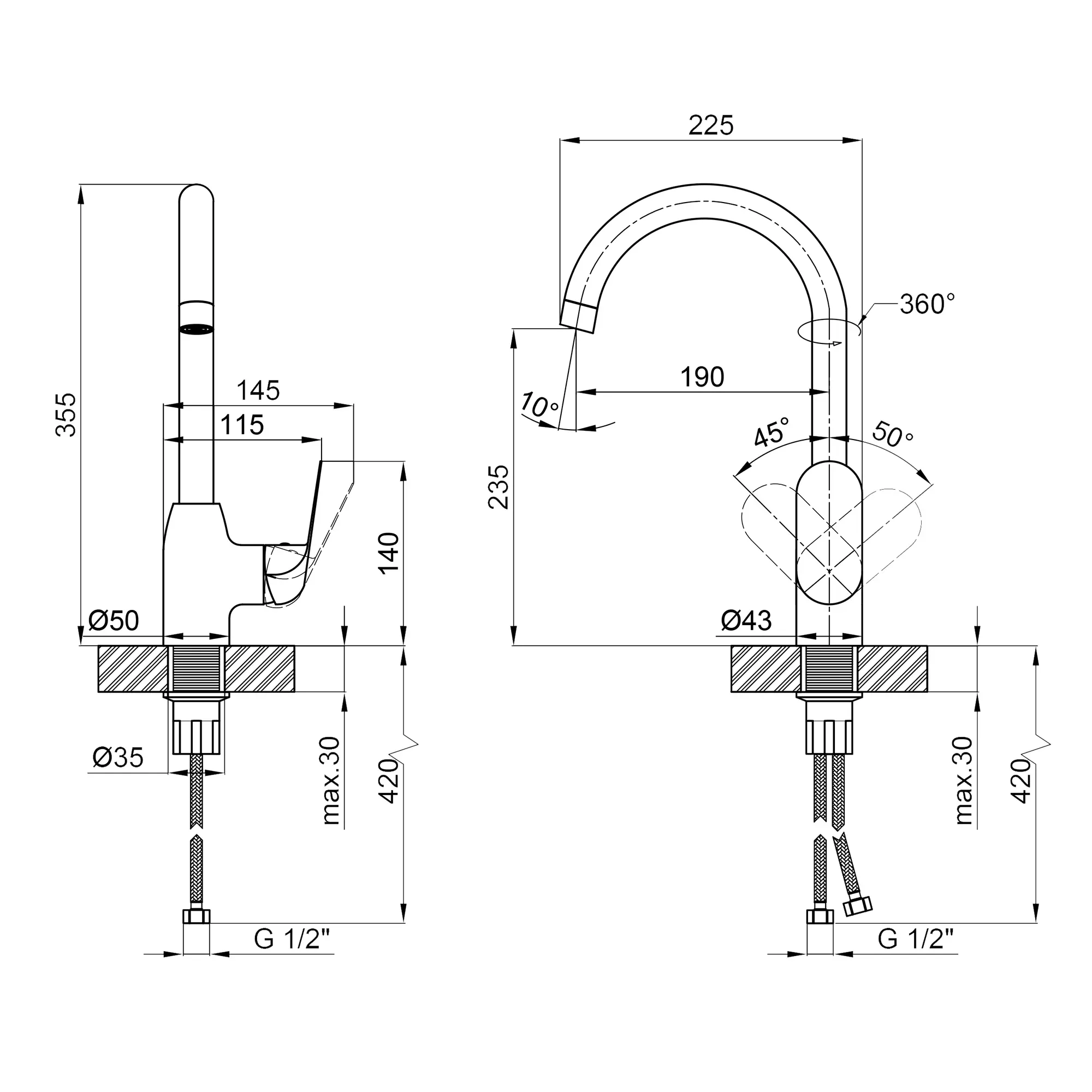 Змішувач для кухні Q-tap Arena CRM 007F - Фото 2