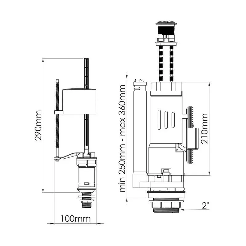 Арматура уніт. NOVA 4130 (2 -х кнопк. низ. підключення) - Фото 2