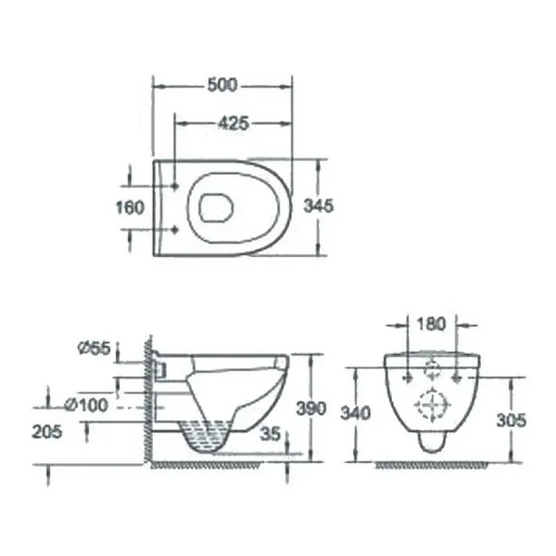 Унитаз подвесной Devit Project 3120147 безободковый, сиденье дюропласт Soft-Close - Фото 2