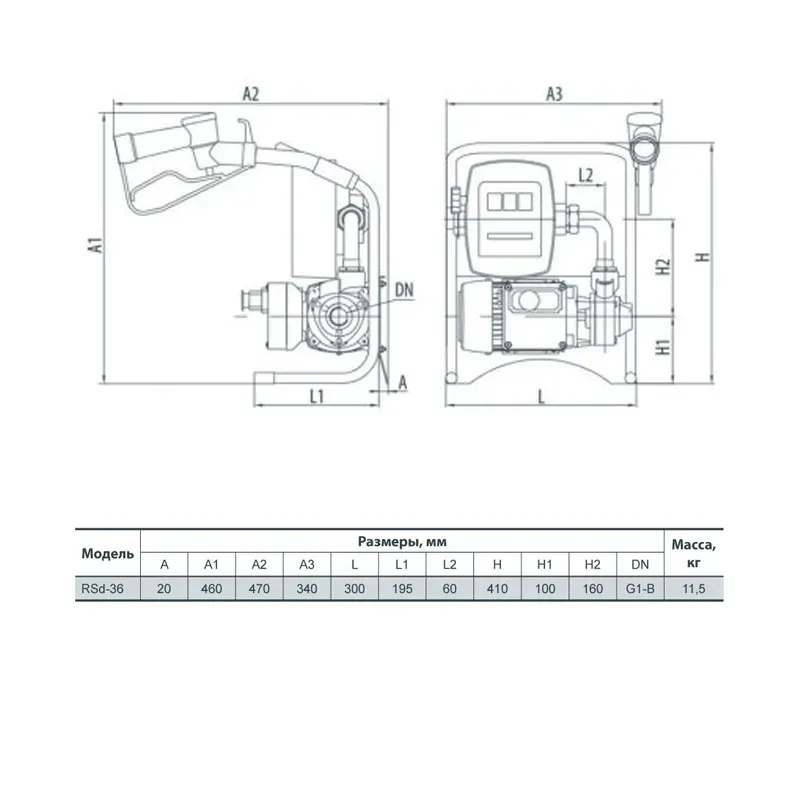 Насосна станція для диспалива Sprut RSd-36 (0,6 кВт) - Фото 2
