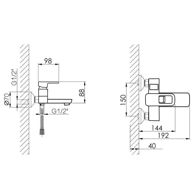 Змішувач для ванни Lidz Wawel 006 (з душовим гарнітуром) (k35) LDWAW006BLA45393 Black - Фото 7
