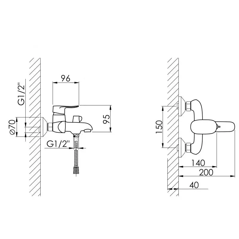 Смеситель для ванны Lidz Wieza 006 (c душевым гарнитуром) (k35) LDWIE006CRM45410 Chrome - Фото 6