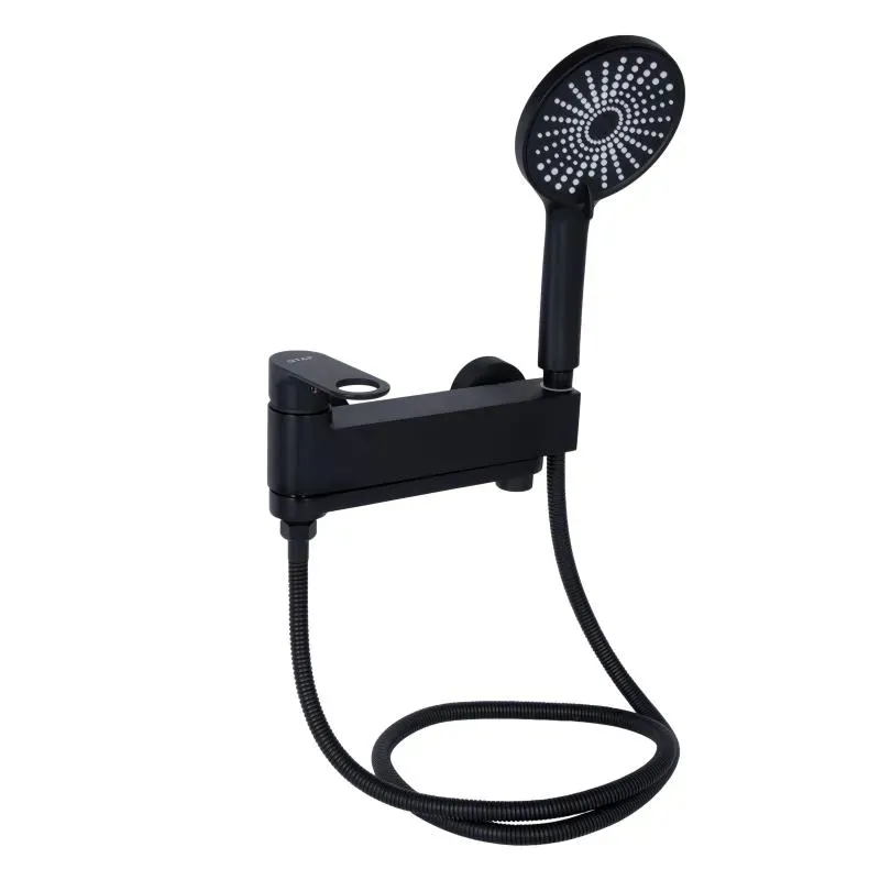 Змішувач для ванни Qtap Jay з поворотним виливом (з душовим гарнітуром) QTJAY260BLM45548 Black Matt - Фото 7