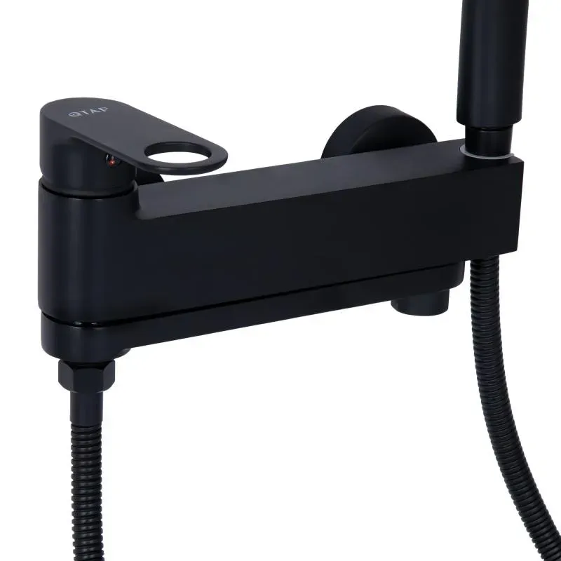 Змішувач для ванни Qtap Jay з поворотним виливом (з душовим гарнітуром) QTJAY260BLM45548 Black Matt - Фото 5