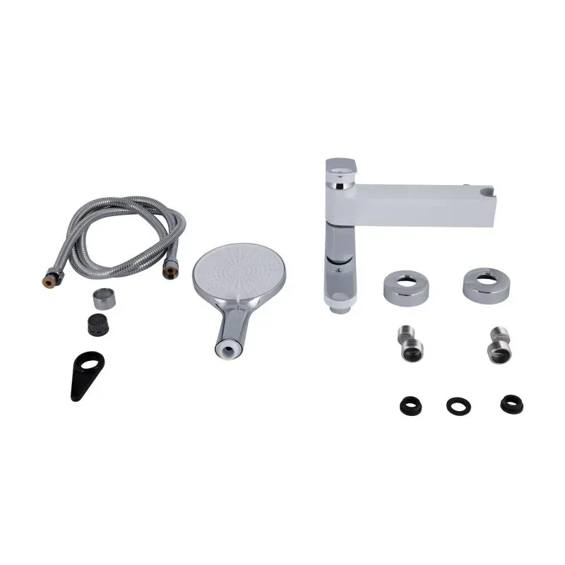 Смеситель для ванны Qtap Jay с поворотным изливом (c душевым гарнитуром) QTJAY260CRW45554 Chrome/White - Фото 2