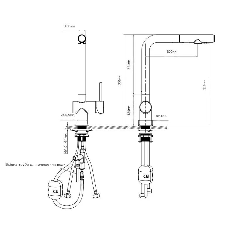 Змішувач для кухні Qtap Rozcesti з висувним виливом з підключенням для питної води QTROZ367GMB45942 - Фото 8