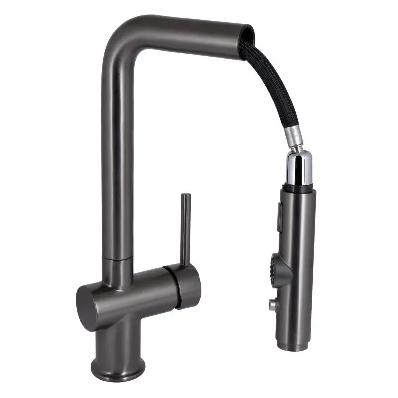 Змішувач для кухні Qtap Rozcesti з висувним виливом з підключенням для питної води QTROZ367GMB45942 - Фото 7