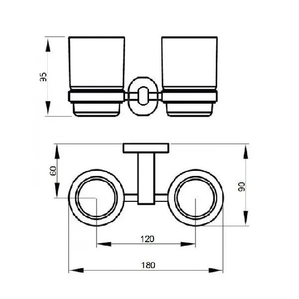 Стакан настенный QT Liberty CRM 1155 двойной - Фото 2