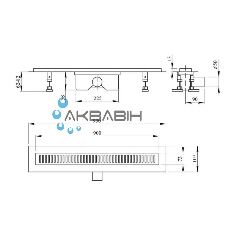 QT Dry FB304-900 Лінійний трап з сухим затвором 900 мм - Фото 2