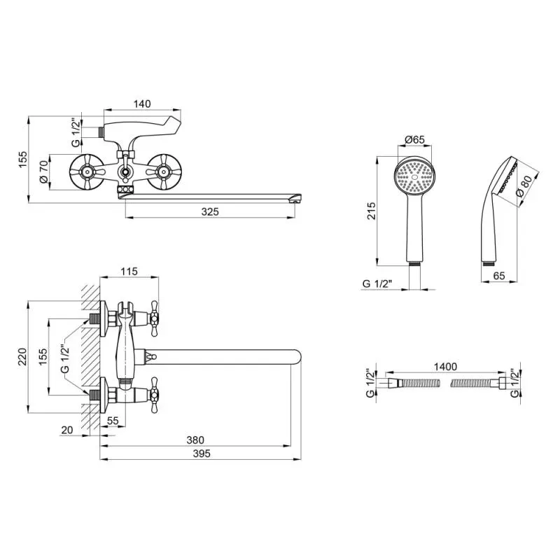 Смеситель для ванной Lidz Mayfair CRM 16 143 для ванн. (б) - Фото 2