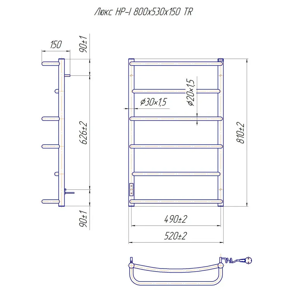 Рушникосушка Mario Трістар-I 800x445 TR таймер-регулятор - Фото 5