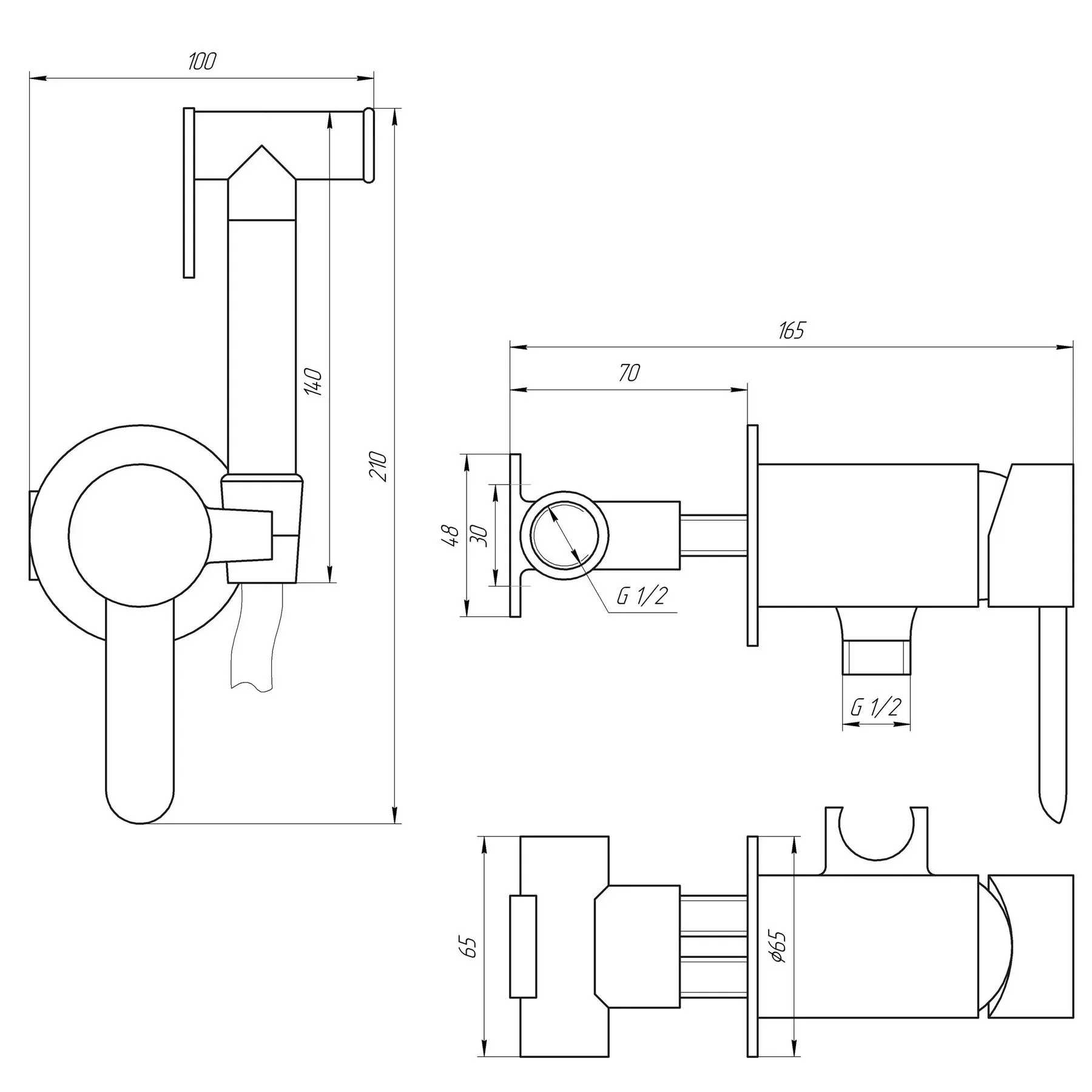 Змішувач гігієнічний TOPAZ CORSICA TC 16106-H48 - Фото 5