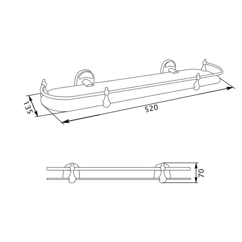 Поличка Lidz 114.09.02 52 х 16 см скляна з обмежувачем - Фото 2