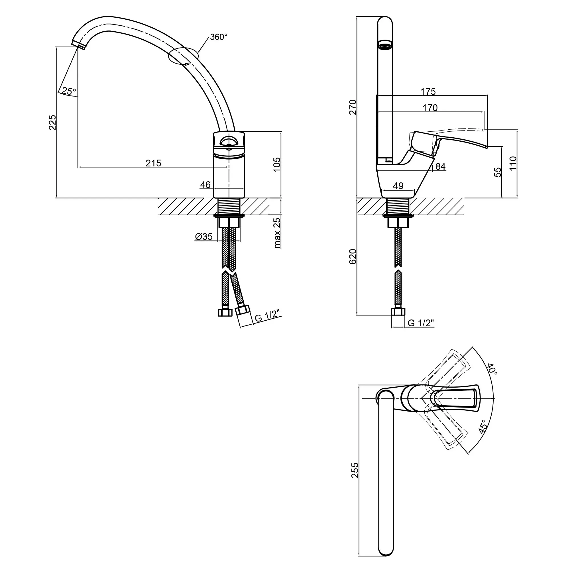 Змішувач для кухні Q-tap Hansberg CRM 008F ГАЙКА - Фото 2