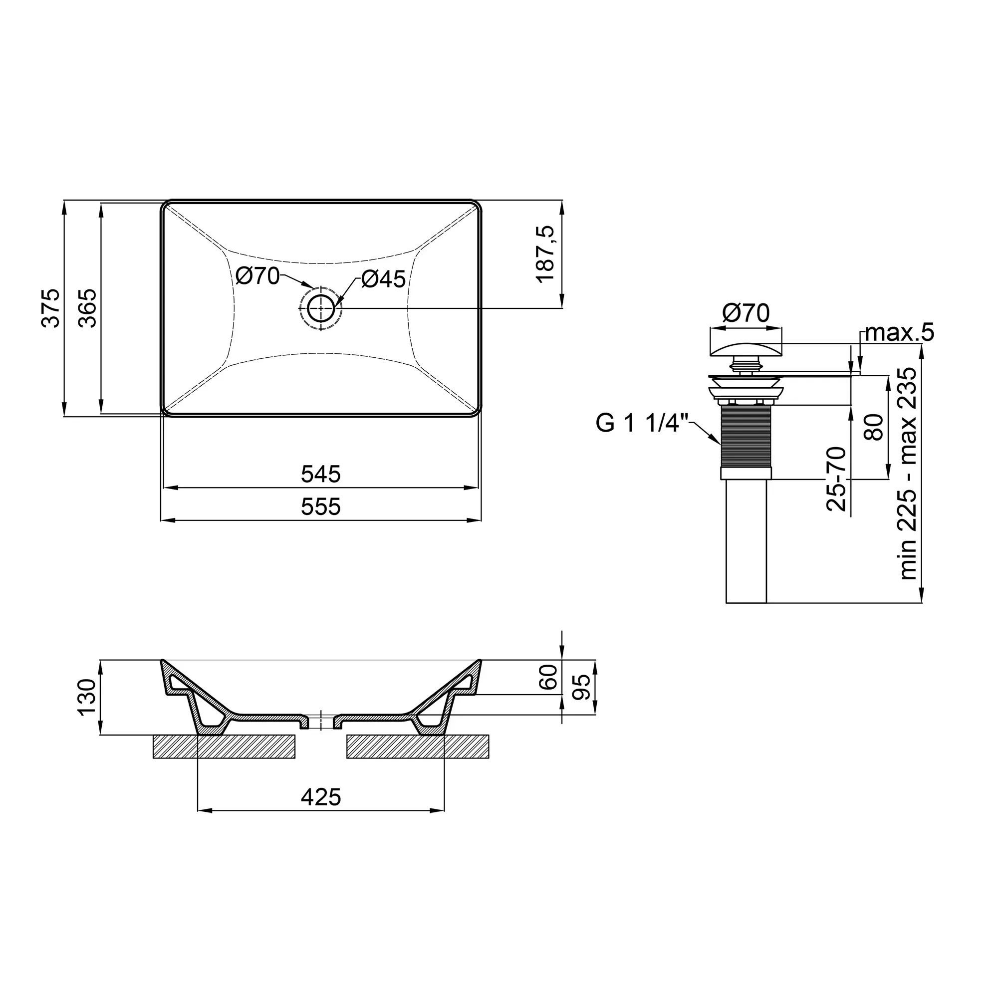 Раковина Qtap Crow 558х372х145 White с донным клапаном QT0511L739W - Фото 2