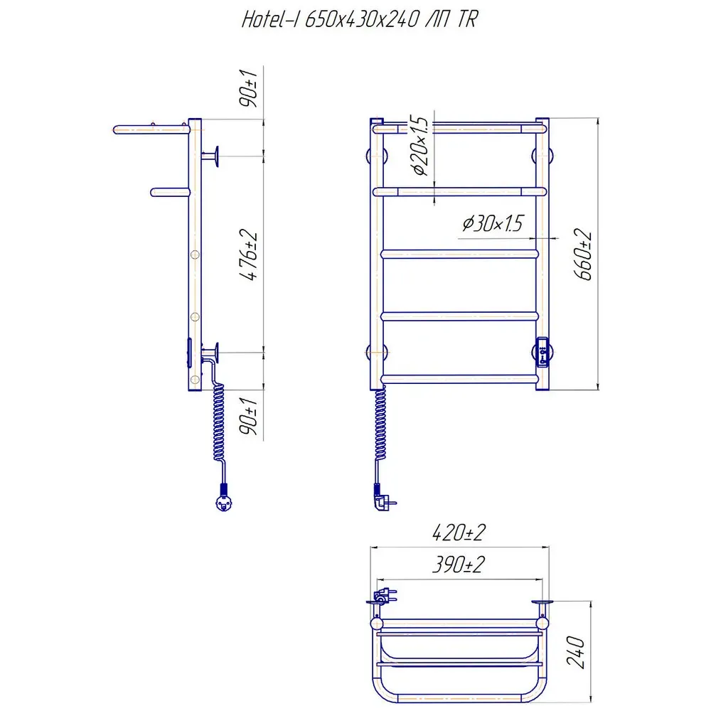 Рушникосушка Mario Hotel-I 660х420 TR таймер-регулятор - Фото 6