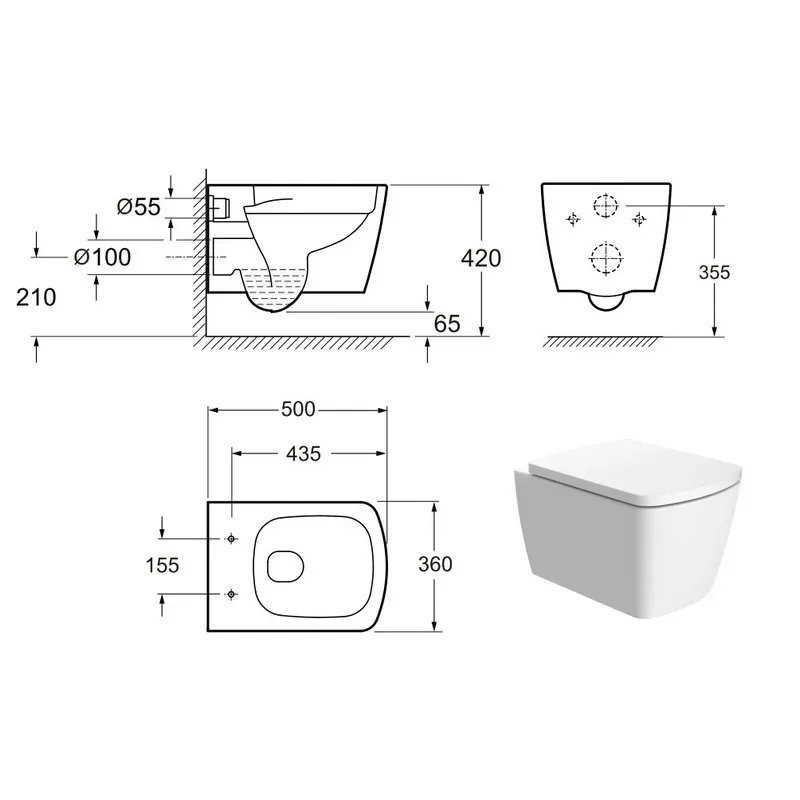 Унитаз подвесной Devit Country 2.0 3020125 безободковый, сиденье дюропласт Soft-Close - Фото 2