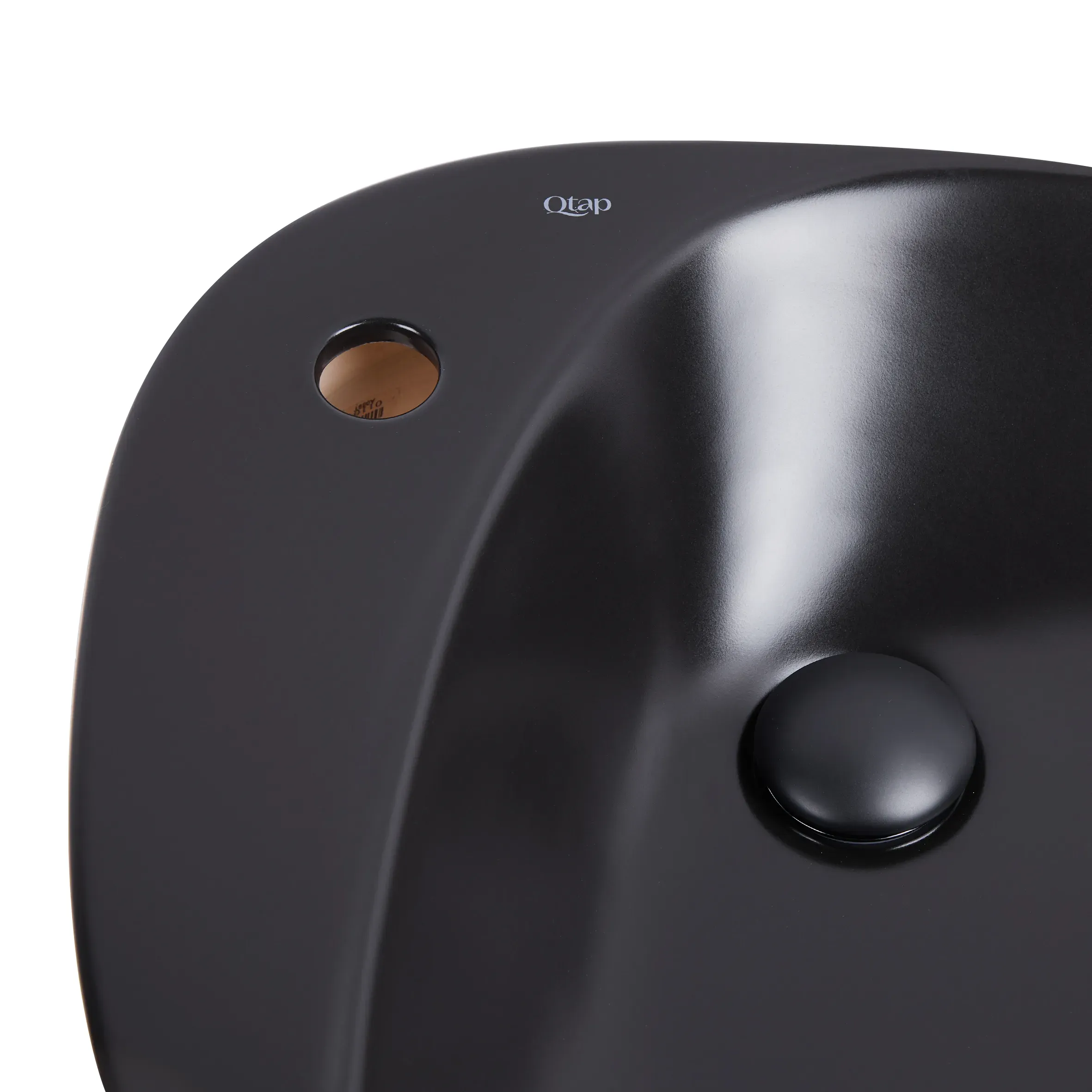 Раковина-чаша Qtap Leo 695х460х115 Matt black с донным клапаном QT1111A089TMB - Фото 5