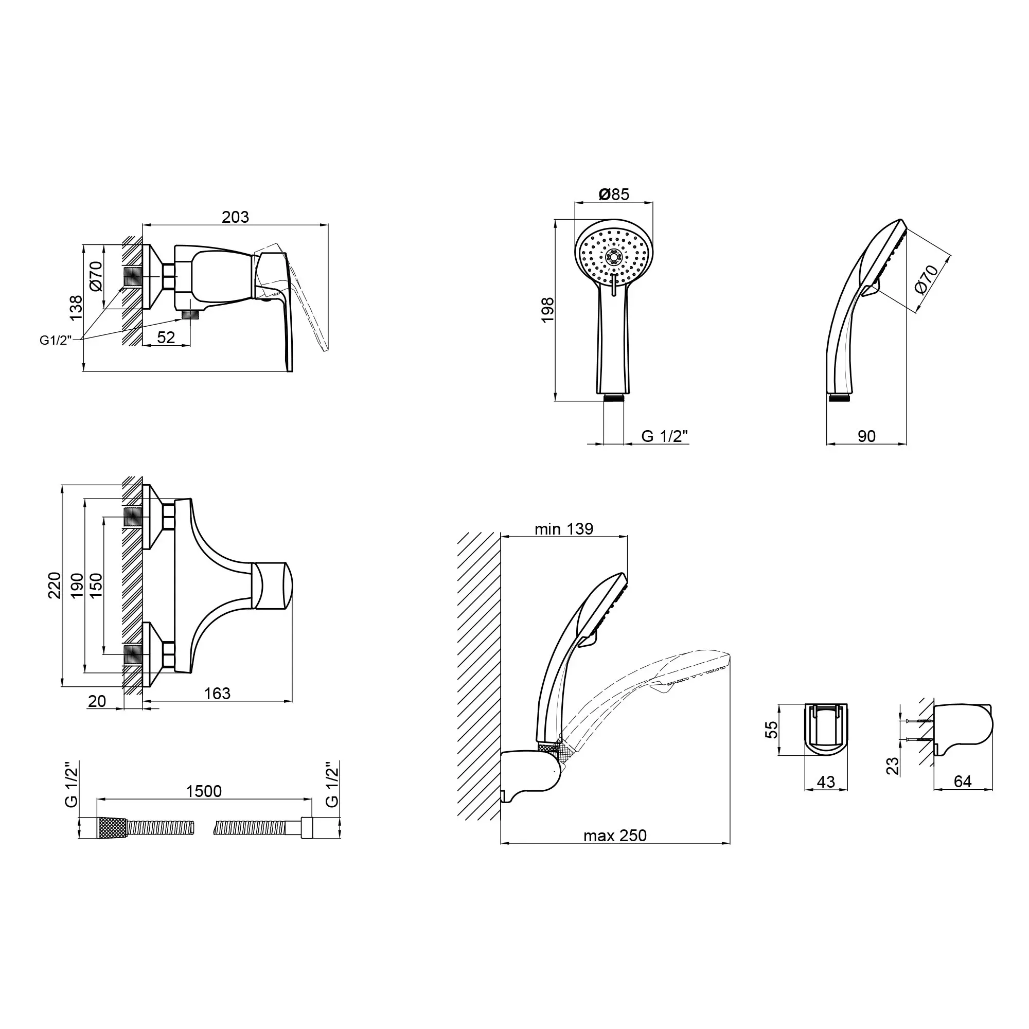 Змішувач для душової кабіни Q-tap Hansberg CRM 010 - Фото 2