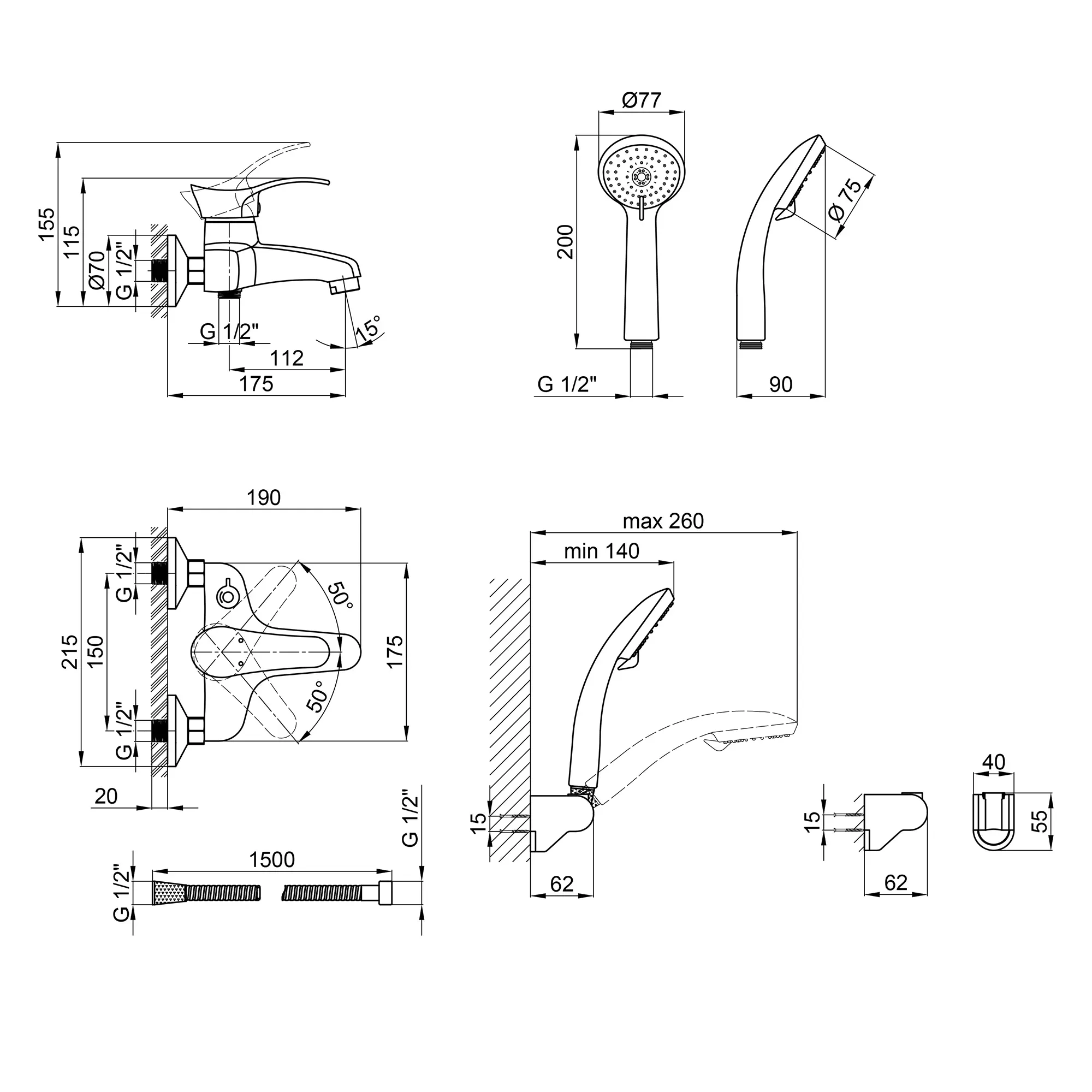 Смеситель для ванны QTAP Eris СRM 006 NEW (кор. нос) - Фото 2