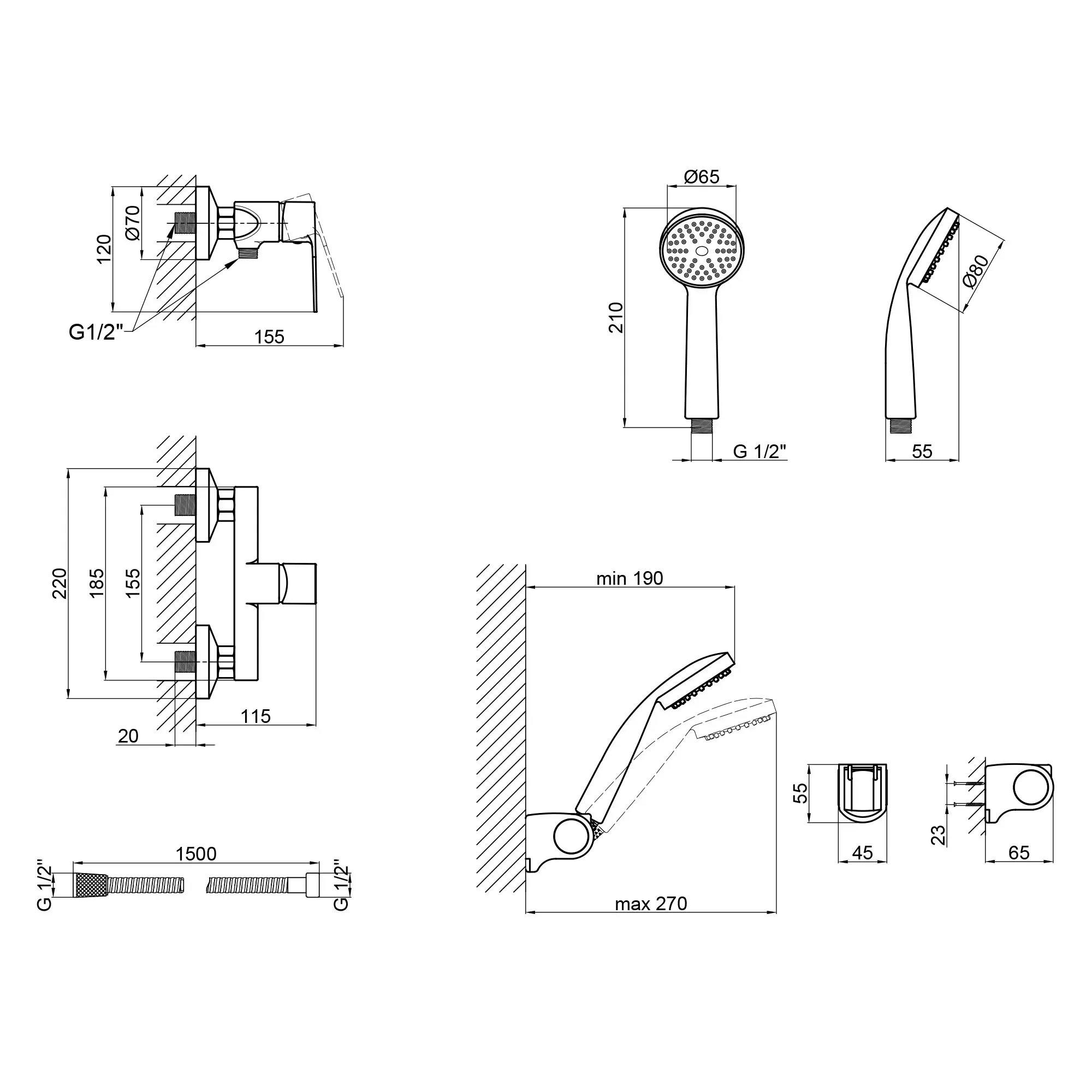 Змішувач для душової кабіни Q-tap Polaris WHI 010 - Фото 2