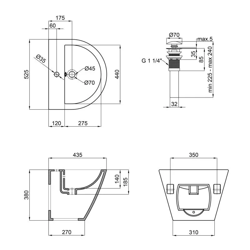 Раковина подвесная моноблок Qtap Swan 521х435х385 White с донным клапаном QT1611005GW - Фото 3
