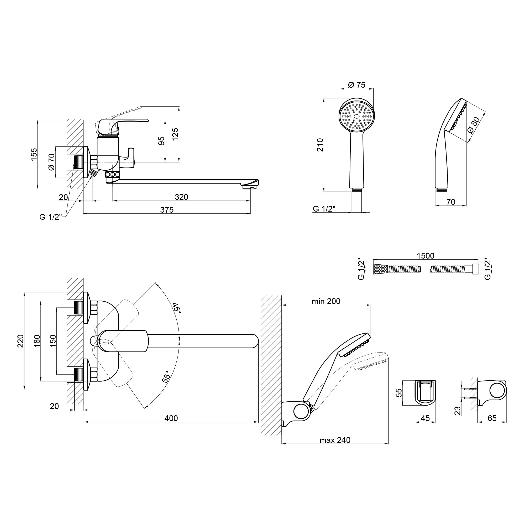 Змішувач для ванни Q-tap Fresh WCR 005 (довг. ніс) - Фото 2