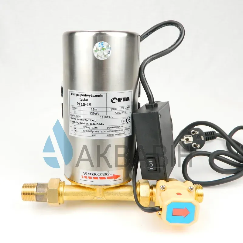 Насос підвищення тиску Optima PT15-15 нержавіючий корпус - Фото 2